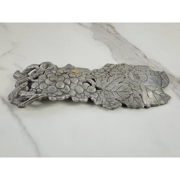Arthur Court Grape Spoon Rest 8 1/2" 3D Vines Grapes 1993 Dinnerware Aluminum - Picture 10 of 15